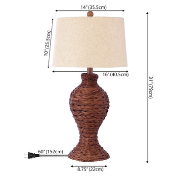 Elicia 31" Seagrass Weave LED Table Lamp - JONATHAN Y